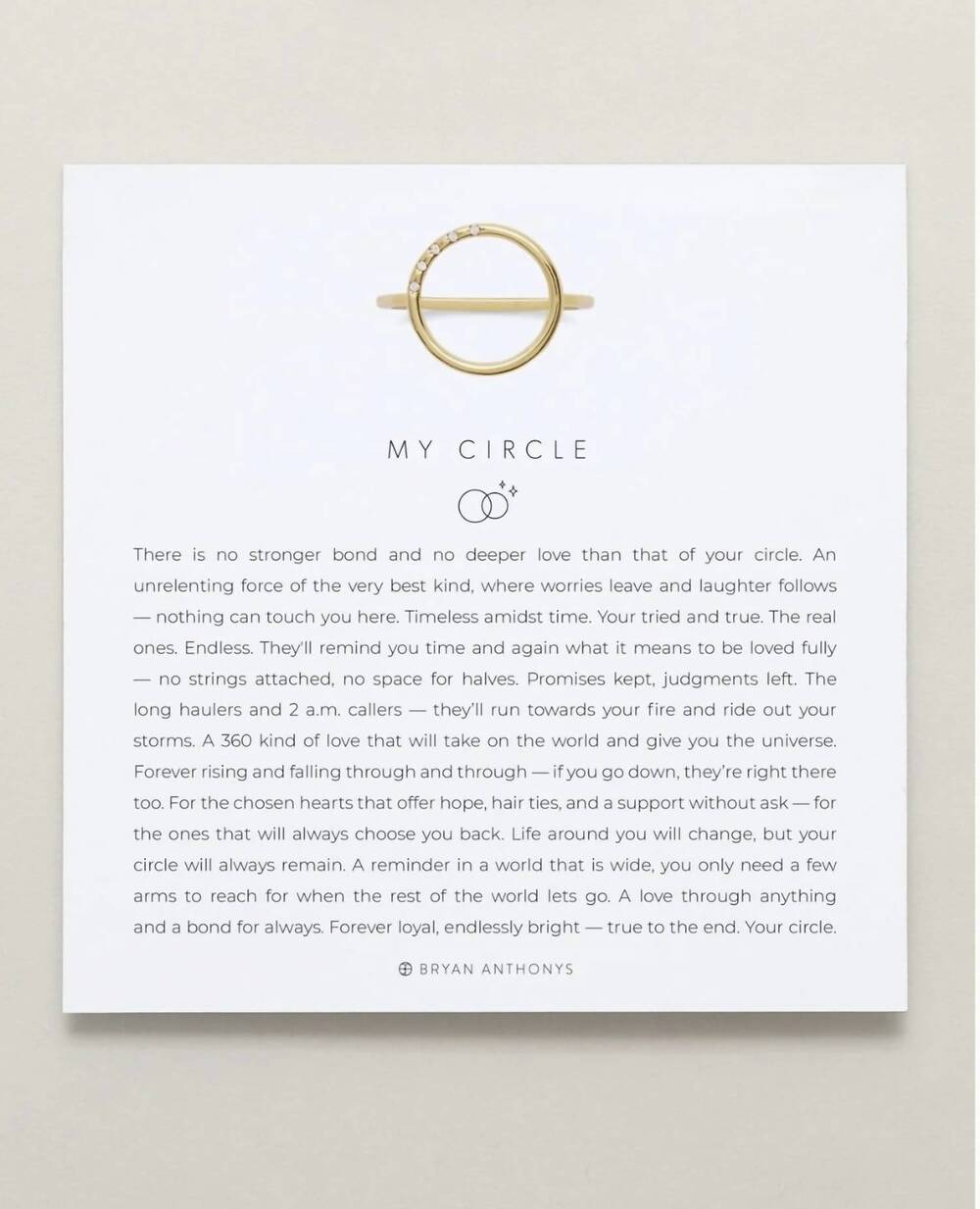 NEW BRYAN ANTHONYS my circle ring in gold